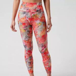 ATHLETA SALUTATION STASH POCKET II PRINTED 7/8 TIGHT RENEWED BLOOM SMALL NEW TAG